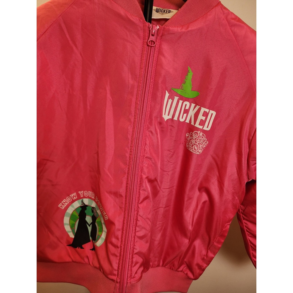 Wicked Movie Girl's Ruched Bomber Jacket Pink Size 7/8 - Know Your Power - Picture 2 of 5